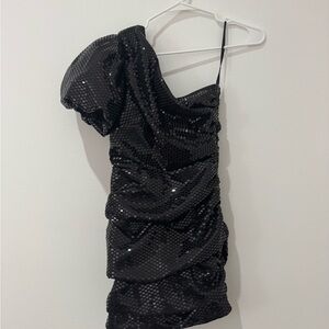 DO+BE Black One Shoulder Sequin Cocktail Dress